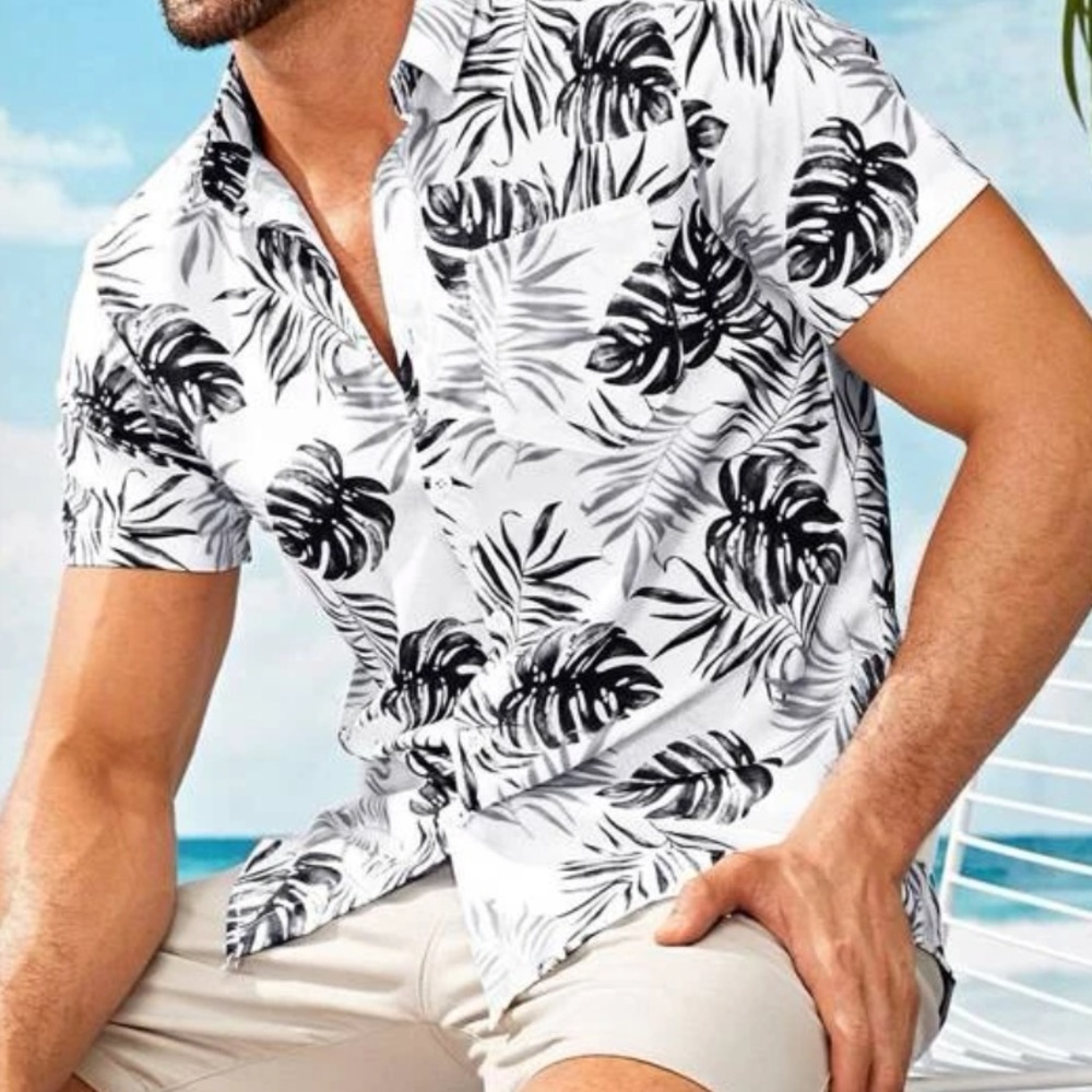 Casual Men’s Tropical Print Shirt